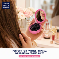 Miroir de maquillage portable rond imprimé moderne avec logo personnalisable, outils de beauté promotionnels