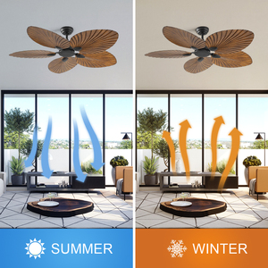 아시아 스타일 꽃 모양 팬 52인치 5날 트로피컬 바나나 팜 리프 스마트 천장 선풍기 리모컨 포함 - Product Image 5