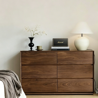 Table de toilette en bois massif couleur noyer, style Mid-Century, avec armoire de rangement intégrée, design simple et moderne pour chambre à coucher