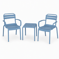 Table et chaises de bistrot légères résistantes aux UV, 3 pièces, meubles en plastique pour patio, jardin, balcon, cour, véranda