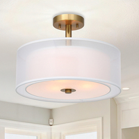 Lampes de plafond modernes ETL en stock aux États-Unis, luminaires de cuisine en forme de tambour, suspensions en tissu pour salon