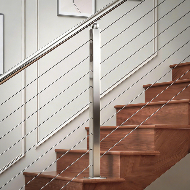 Stainless Steel 304 Balcony Glass Railing Square Black Rod Balustrade Stair Handrail Tempered Glass Slot Tube Railing