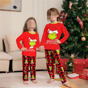 Conjunto de pijamas navideños a juego para la familia, estampado de monstruo pequeño, trajes para padres e hijos, Top + pantalones a rayas, ropa de dormir navideña - Product Image 3