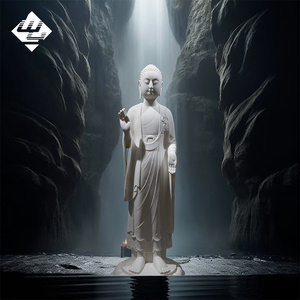 Sculpture de <span class=keywords><strong>Bouddha</strong></span> debout en marbre blanc, faite à la main et personnalisée, avec processus de sculpture de surface simple et réduite en hauteur, pour <span class=keywords><strong>club</strong></span> haut de gamme - Product Image 1