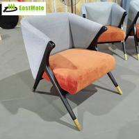 Fauteuil de salon d'hôtel moderne en chêne massif, durable, avec revêtement en velours, mobile, pour salle à manger, villa, coin lecture, salon