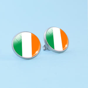 फैशन फ्लैग ईयररिंग्स संग्रह. ग्लास कैबोचोन गुंबद के साथ टिकाऊ मिश्र धातु स्टड के साथ टिकाऊ मिश्र धातु स्टड - Product Image 4