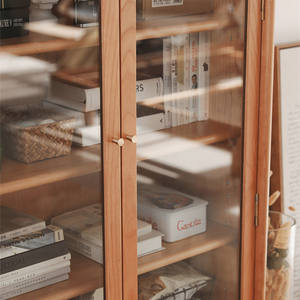 Estantería de madera maciza de cerezo de 0.8M de ancho con puertas, multifuncional para sala de estar o estudio. - Product Image 3