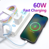 Grosir kabel Data pengisian cepat 60W kepang kabel telepon Tipe C USB-C 1M kualitas tinggi