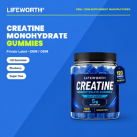 LIFEWORTH OEM Marque Privée Gommes de Créatine Monohydrate Formule Personnalisée Sans Sucre Saveur Myrtille