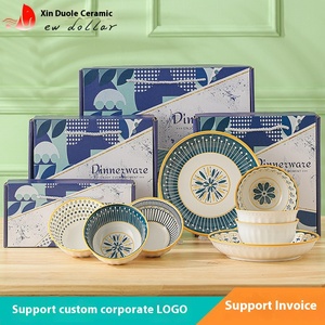 Nordic Japandi Design Disposable Ceramic Dinnerware Set Small Home or Business Use Elegant Bowls and Plates in Plant Gift <b>Box</b> - Product Image 2