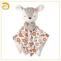 Doudou en peluche avec tête d'animal pour bébé, couverture de sécurité douce, jouet réconfortant pour le sommeil, apaisant pour nouveau-né, essentiel pour la chambre de bébé