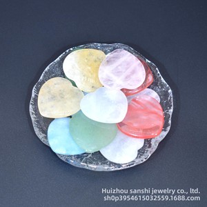 Cuore in <span class=keywords><strong>Giada</strong></span> Naturale da 30mm, Sottile, Lucido, in Quarzo Rosa, con Lettera Incisa, Ornamento Gioiello Fai-da-te a Forma di Cuore da Tasca - Product Image 2