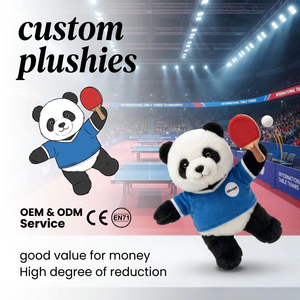 Peluche Personalizzato <span class=keywords><strong>Panda</strong></span> Blu Uniformato per Ping Pong, Mascotte Imbottita OEM con Stampa Personalizzata - Product Image 1