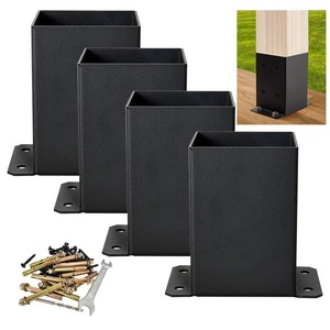 Support de poteau 4x4 robuste en acier thermolaqué pour clôture en bois, terrasse, <span class=keywords><strong>boîte</strong></span> <span class=keywords><strong>aux</strong></span> <span class=keywords><strong>lettres</strong></span> et projets extérieurs - Product Image 1