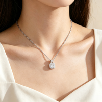 Collier pendentif en diamant cultivé en laboratoire, chaîne en argent sterling S925, diamant rond 2 carats Dvvs1, bijoux pour femmes