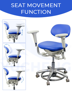 Sillón de Microscopio Dental con Control de Pie, Reposabrazos Dobles, Asiento Dinámico, Cuero Médico, para Clínica Dental - Product Image 4