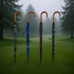 Parapluie de golf écossais, 4 couleurs assorties, manche en bois, design classique à carreaux, protection contre la pluie, utilisation en extérieur - Product Image 3