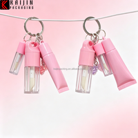 Tube de rouge à lèvres créatif DIY 1ml+8ml+4ml rose, tube souple pour rouge à lèvres, emballage cosmétique avec chaîne
