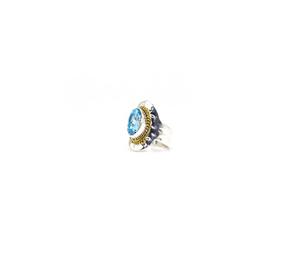 Elegante Anillo de Plata de Ley 925 con Topacio Azul Natural, Engaste de Bisel, Sin Níquel ni Plomo, Joyería para Boda, Compromiso o Fiesta - Product Image 1