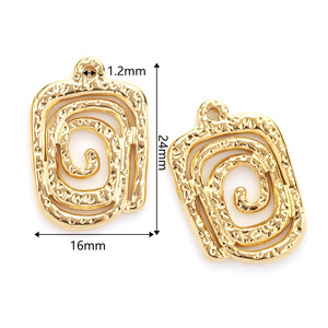 Colgante de anillo en espiral de acero inoxidable chapado en oro de 18k, geométrico irregular, para fabricación de collares, componentes de joyería - Product Image 5
