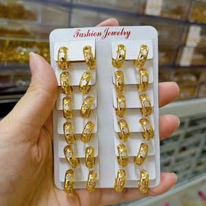 Anting-anting telinga berongga banyak pola, anting-anting tembaga lintas batas, perhiasan telinga sederhana, hoop telinga serbaguna, tulang telinga Oro - Product Image 1