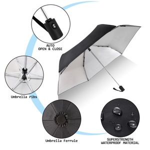 High Quality Strong Foldable Business Modern Automatic Folding Umbrella Custom Logo Printing Promotional Use Lightweight 300g - Product Image 2