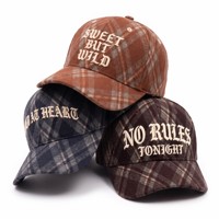 Casquette de baseball en tissu de laine à carreaux d'hiver de qualité supérieure personnalisée, 6 panneaux, avec logo brodé en relief 3D, fabricant OEM ODM