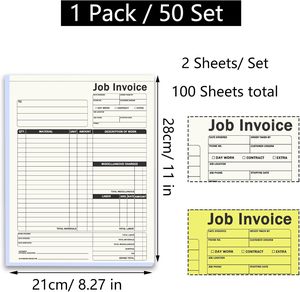 50 sets de formulaires de commande de travail en 2 exemplaires autocopiants avec système de détachement rapide, carnet de factures et de reçus - Product Image 3
