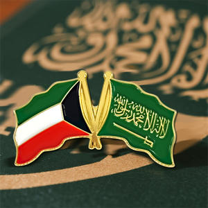 En stock amitié saoudienne double-drapeau broche broches double-drapeau émail métal badges fête nationale et échange diplomatique culturel personnalisé - Product Image 4