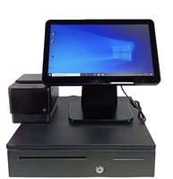 Système de point de vente tactile 15,6 pouces au design moderne 2026 pour comptoir de caisse, compatible Windows/Android, avec options LED8 et VFD220