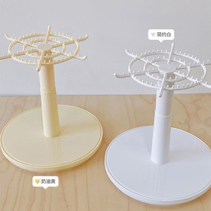 Rotatable Figurine Storage Display Rack Creamy Yellow Creamy White Solid Color Hobby Display Case - Product Image 1