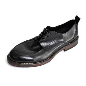 Zapatos Formales de Negocios para Hombre, Estilo Moderno Europeo, Punta Cuadrada, con Cordones, Transpirables, Ligeros, de Cuero Genuino, Tallas Grandes - Product Image 5