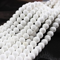 화이트 블랙 용암 돌 구슬 4mm 6mm 8mm 10mm 12mm 용암 바위 화산 구슬 보석 만들기