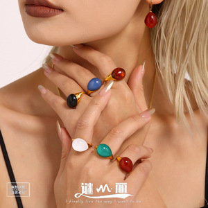 Vibrant Color Resin Statement <b>Ring</b> With 18K PVD Gold Plated Stainless Steel for Women | Waterproof, Hypoallergenic & Non-Fading - Product Image 2
