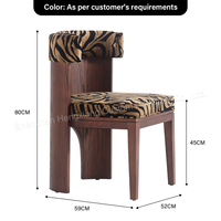Chaise de salle à manger américaine à cadre en bois massif Coussin en tissu à motif de tigre de style rétro pour hôtel appartement maison bureau salle de bain