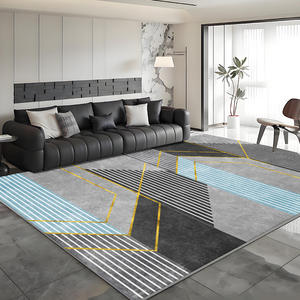 Alfombra Moderna de Diseño Geométrico Rectangular Antideslizante de Fibra de Poliéster para Sala de Estar, Decoración del Hogar, Modelo H 111 - Product Image 1