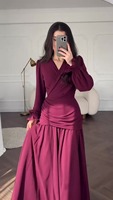 RO0221S Vêtements islamiques pour femmes, nouvelle collection printemps, robe élégante en mousseline de soie noire anti-rides en polyester, abaya musulmane