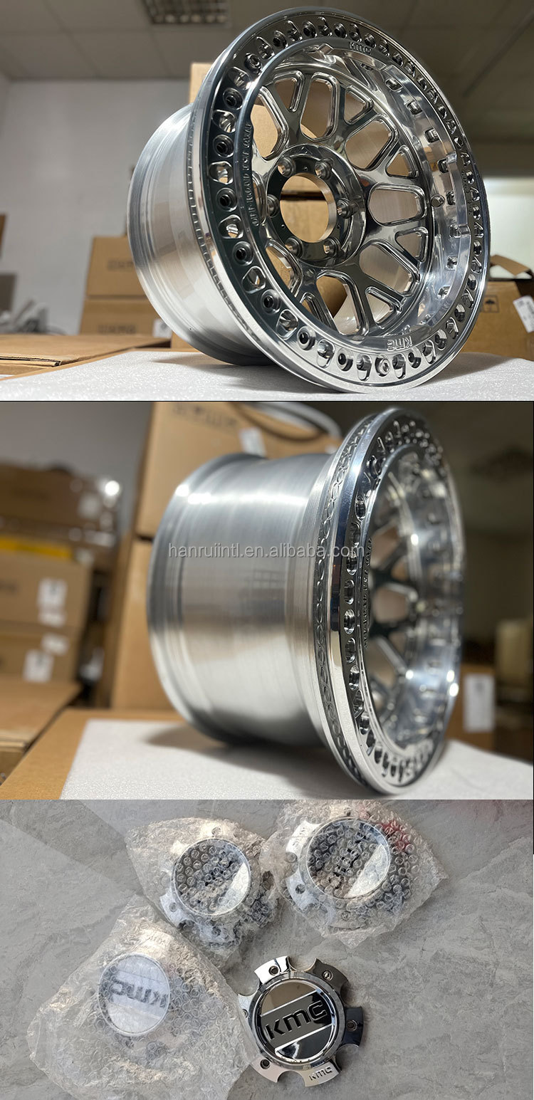 KMC 17x9J -38 Offset Aluminum Beadlock Ring 30mm ET Forged Truck Wheels 6x139.7 for Drag Racing New Condition