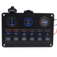 Nouveau Voltmètre Numérique avec Affichage de Tension 12V/24V Étanche IP65, Panneau de Commutateurs à Bascule 8 Gangs, Double Prise USB pour Camion, Camping-car, VR