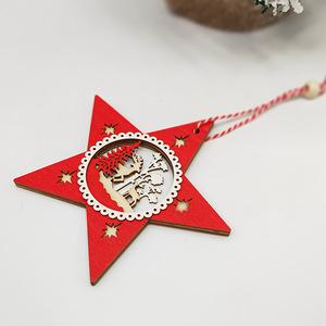 Étoile de Noël en bois découpée au laser, motif renne, décoration d'arbre, options de couleurs rouge et blanc - Product Image 3