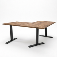 Bureau debout ergonomique en forme de L, moderne et convertible, avec plateau en bois réglable en hauteur électriquement, pour le travail au bureau