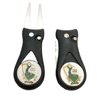 Outil de réparation de divots de golf pliable DIAS modèle D21-3 avec bouton pop-up, marqueur de balle détachable avec logo personnalisé