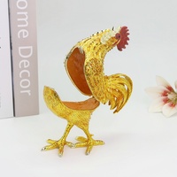 SHINNYGIFTS Cadeau du Nouvel An Figurine de Coq en Métal Peinte Ornement de Bureau Feng Shui
