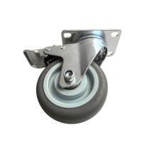 Roue pivotante TPR de 4 pouces avec frein, silencieuse et durable, pour chariots, équipements médicaux, usage extérieur, scolaire et salle de bain