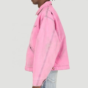 Custom High Quality Crop Washed Work Custom Logo Designer Outdoor Vintage Custom <b>Jacket</b> for Man <b>Denim</b> <b>Jacket</b> in <b>Pink</b> - Product Image 6