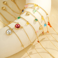BOHEMIA Soldes d'été : Bracelet de cheville en acier inoxydable avec zircon coloré et coquillage, bijou de pied de plage pour femme, cadeau tendance