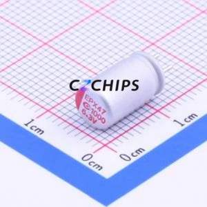 Condensador Sólido 6R3AREP102M06A0, Componente de Orificio Pasante (THT), D6.3xL10mm 1000uF 20% 6.3V 4.7A100kHz - Product Image 1