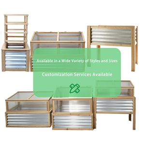 Natural Wood & Galvanized Steel Garden Raised Bed WithTrellis Heavy Duty Plant Support <b>Planter</b> Box for Climbing Flowers - Product Image 6