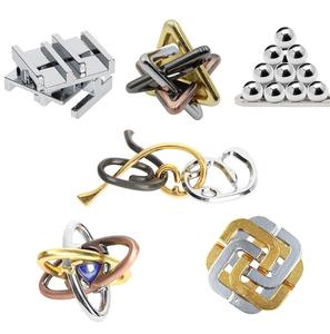 6 cái/bộ Đồng não trêu ghẹo câu đố dây kim loại đặt Iq thách thức Trò chơi thử nghiệm mở khóa lồng vào nhau đồ chơi khóa quà tặng người lớn thanh thiếu niên - Product Image 3