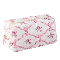 Tas Kosmetik Promosi Custom Resleting Bahan Katun Bernapas Pegangan Lembut Tas Penyimpanan Besar Tahan Air Portabel untuk Perjalanan